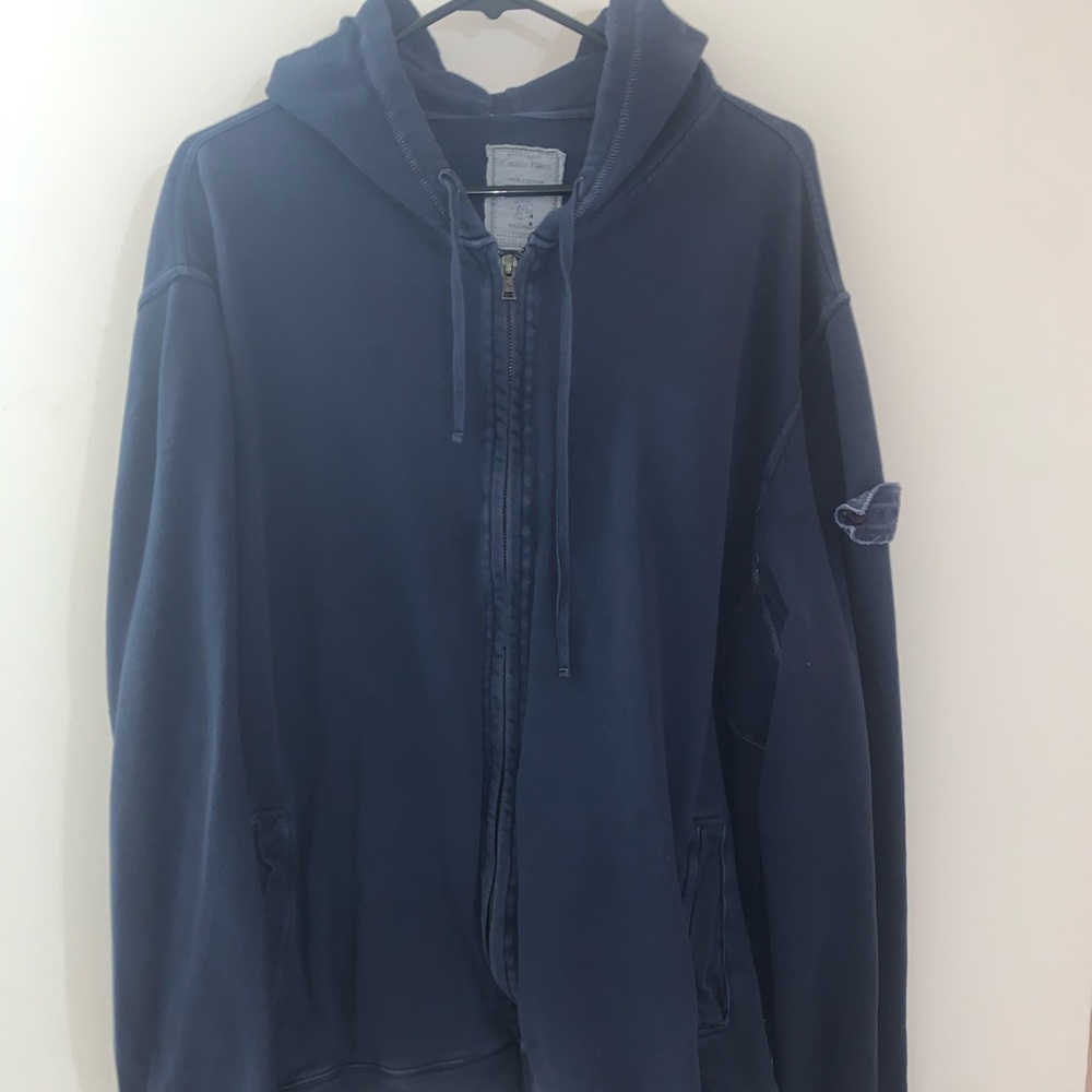Navy Blue Throwback Zip-Up Hoodie